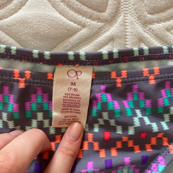 Vintage halter patterned OP bikini rainbow and grey gradient - Picture 6 of 6